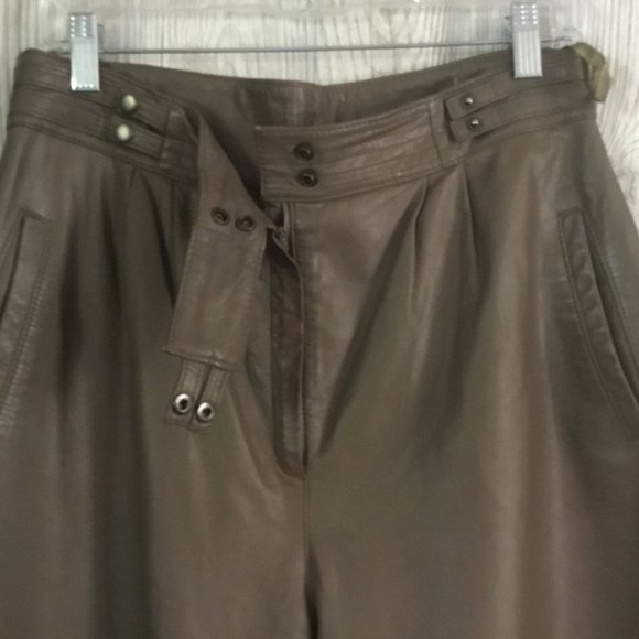 Arlando Vintage 80's Brown Leather High Waist Lined Pants - Picture 6 of 12